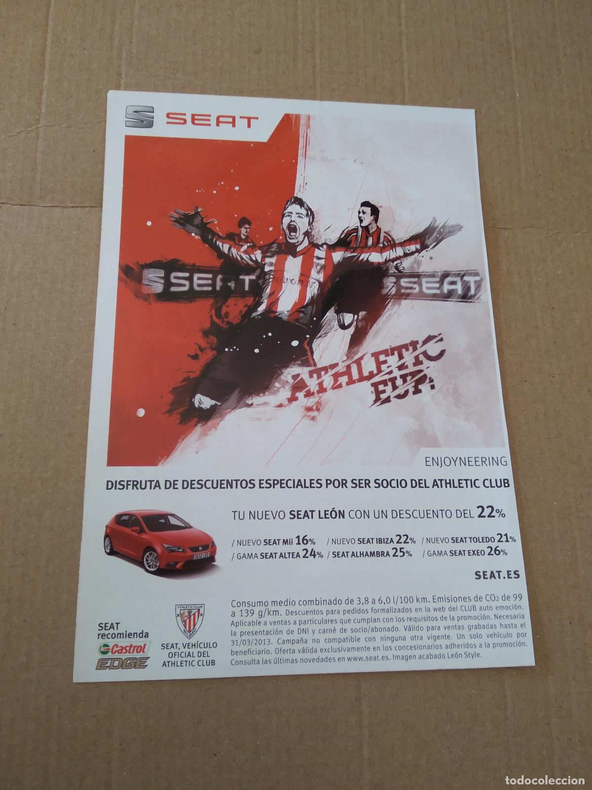 Coleccionismo deportivo: HOJA REVISTA ATHLETIC CLUB BILBAO PUBLICIDAD SEAT EDITORIAL
