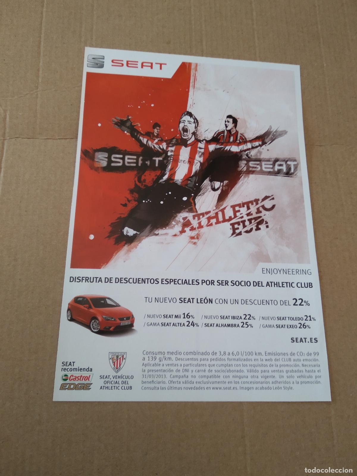 Coleccionismo deportivo: HOJA REVISTA ATHLETIC CLUB BILBAO PUBLICIDAD SEAT DEL CERRO GRANDE TIENDA SOCIOS RUIZ DE GALARRETA