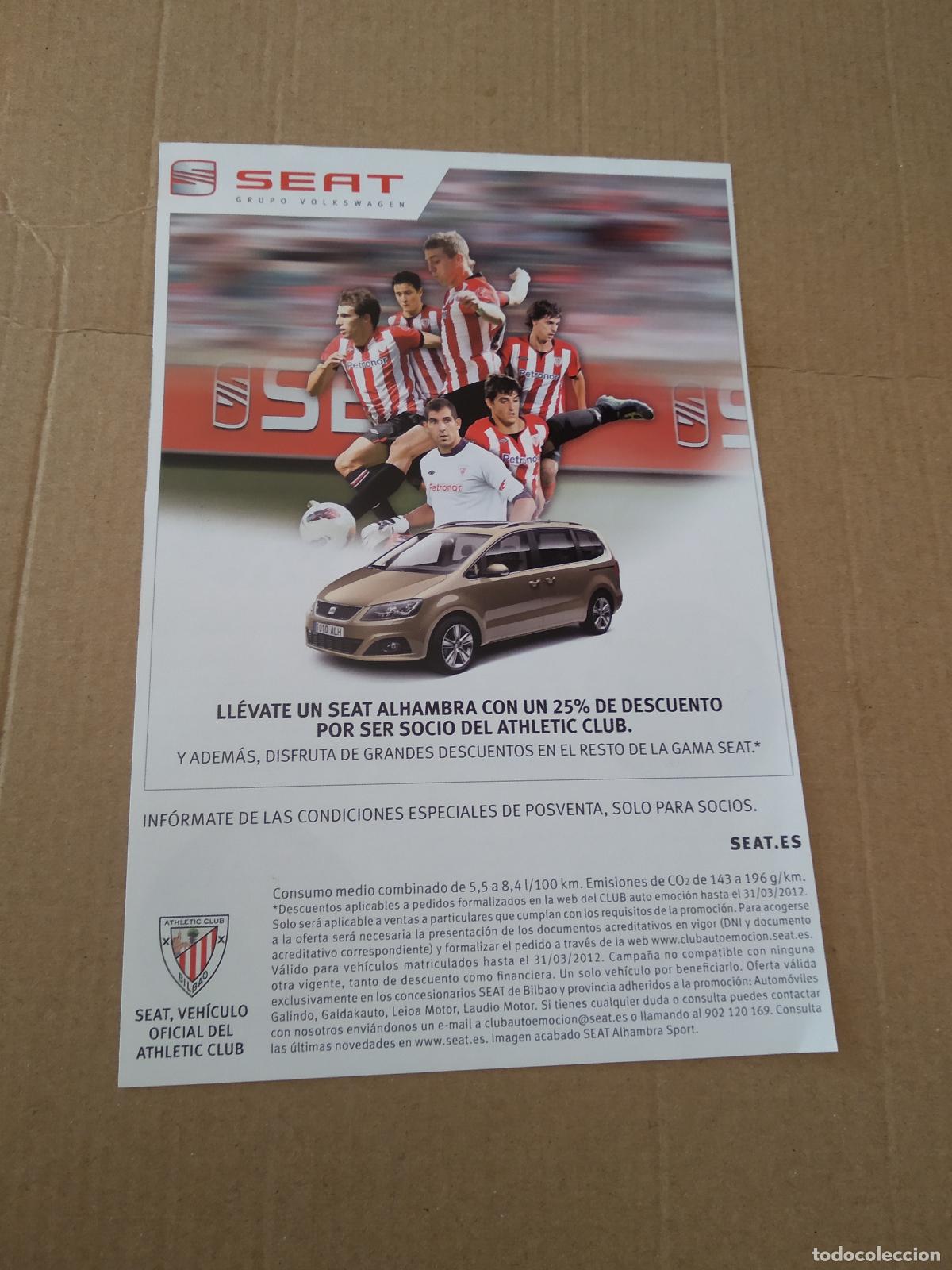 Coleccionismo deportivo: HOJA REVISTA ATHLETIC CLUB BILBAO PUBLICIDAD SEAT UNDIANO MALLENCO TELEFONICA TEIXEIRA VITIENES