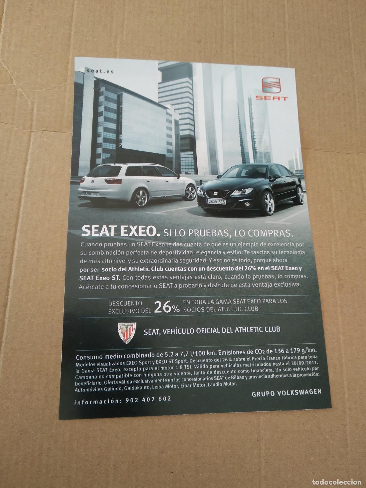 Coleccionismo deportivo: HOJA REVISTA ATHLETIC CLUB BILBAO PUBLICIDAD SEAT COCHE WEB OFICIAL