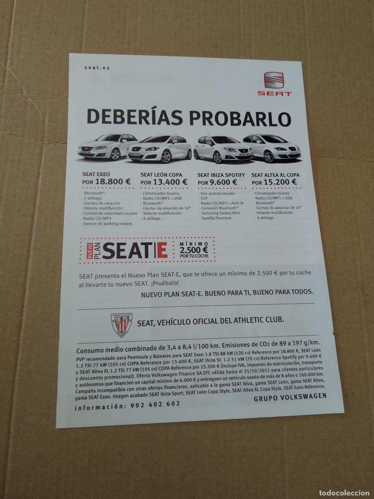 Coleccionismo deportivo: HOJA REVISTA ATHLETIC CLUB BILBAO PUBLICIDAD SEAT COCHE AUSTRIA VIENA
