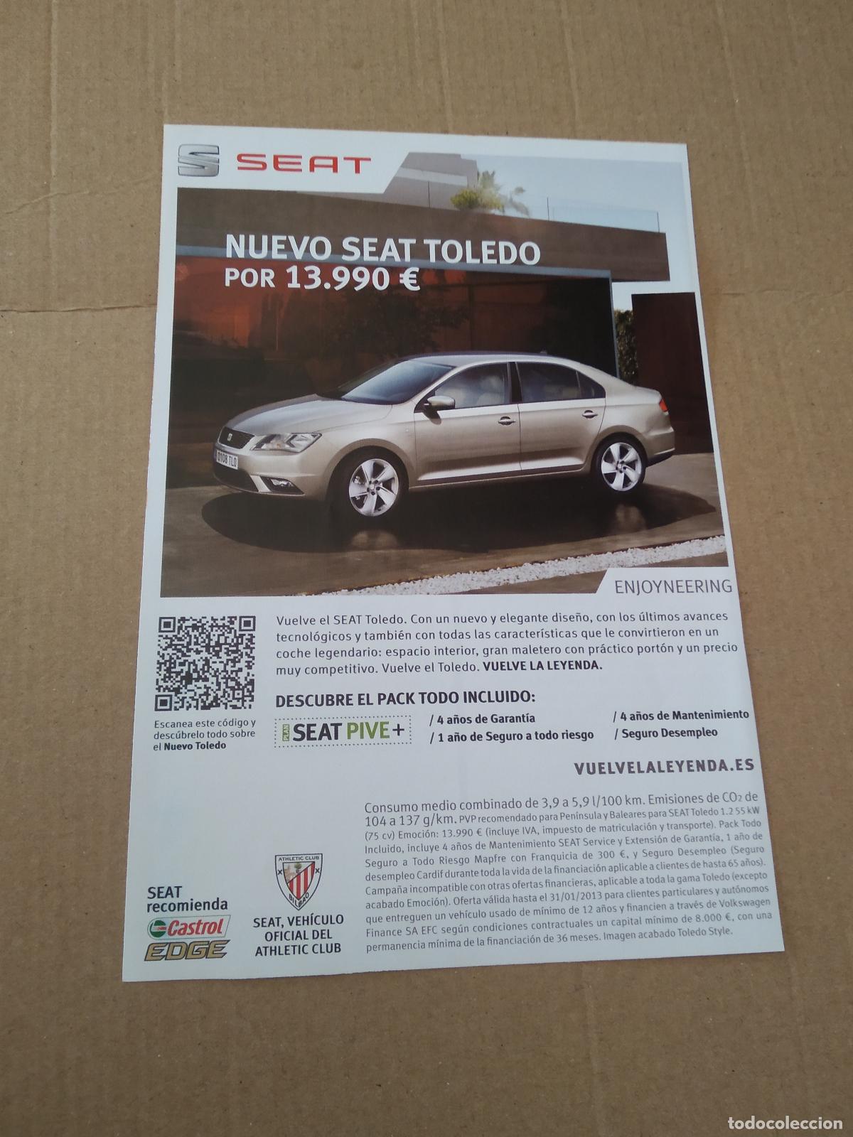 Coleccionismo deportivo: HOJA REVISTA ATHLETIC CLUB BILBAO PUBLICIDAD SEAT COCHE PEREZ MONTERO CATALOGO CROMOS UMBRO