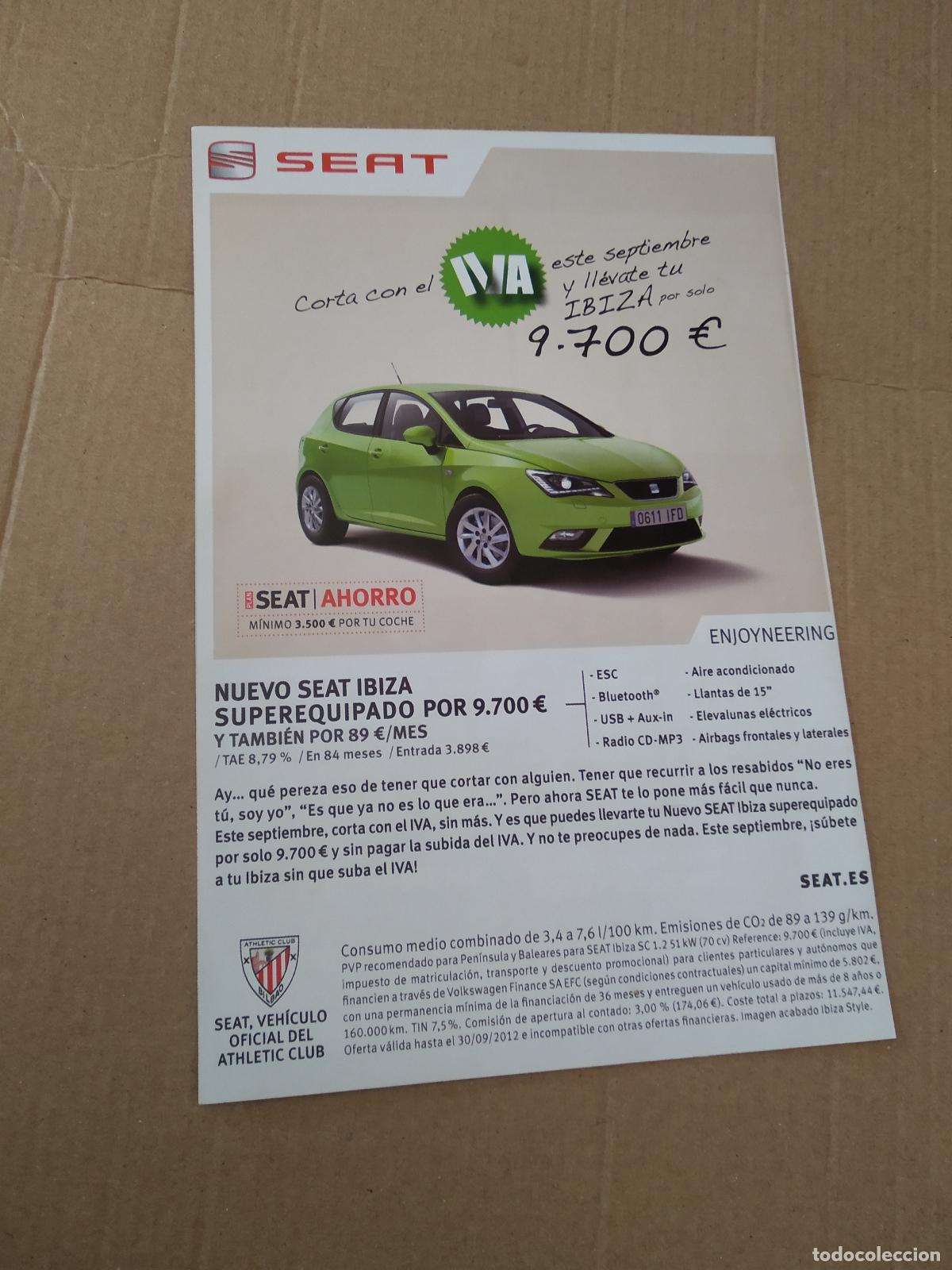 Coleccionismo deportivo: HOJA REVISTA ATHLETIC CLUB BILBAO PUBLICIDAD SEAT COCHE EDITORIAL