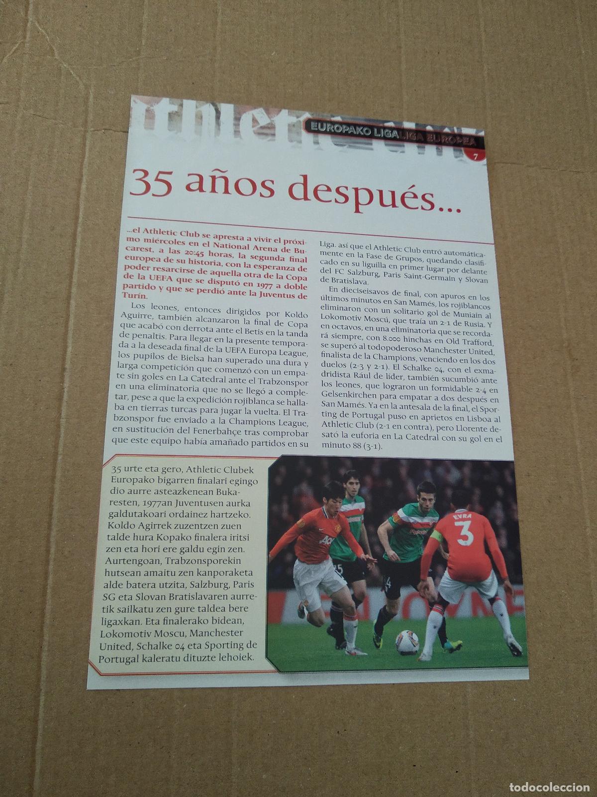 Coleccionismo deportivo: HOJA REVISTA ATHLETIC CLUB BILBAO PUBLICIDAD AUTOBUSES LA UNION SUSAETA MANCHESTER UNITED 35 A&Ntilde;OS