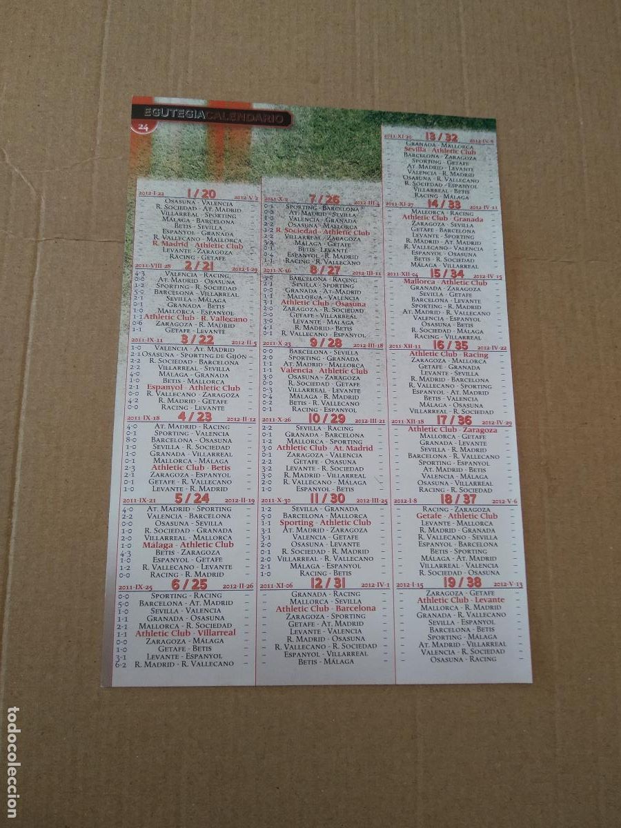 Colecionismo desportivo: HOJA REVISTA ATHLETIC CLUB BILBAO CALENDARIO DE LIGA CLASIFICACION JUGADORES PICHICHI ZAMORA