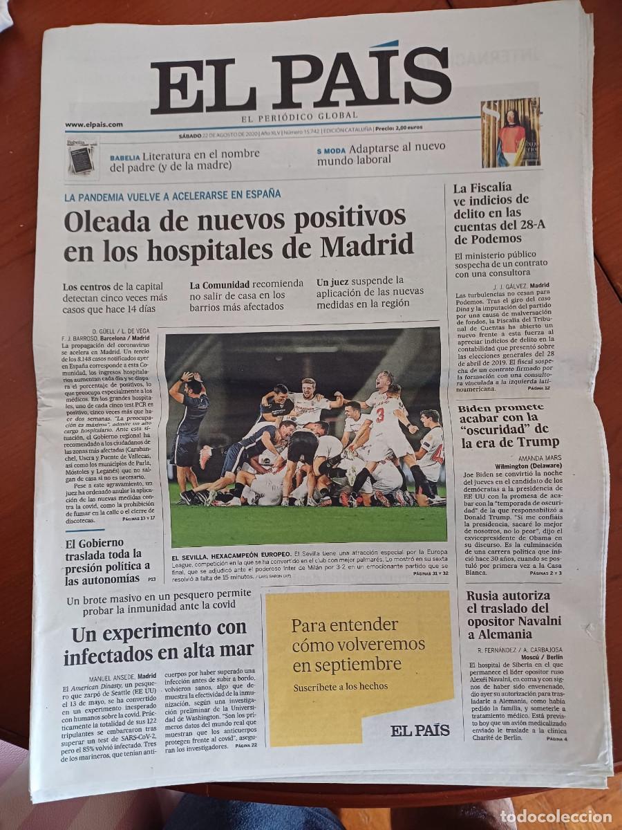 Coleccionismo deportivo: El Pa&iacute;s diario entero Sevilla FC F&uacute;tbol Club 3 Inter de Mil&aacute;n 2 campe&oacute;n Europa League 2020