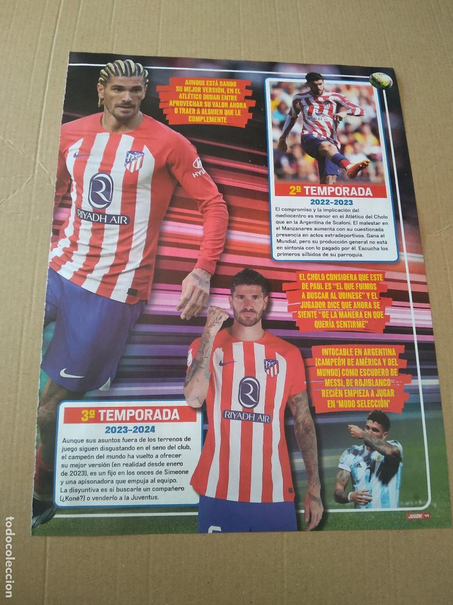 Coleccionismo deportivo: HOJA REVISTA JUGON DE PAUL ATLETICO DE MADRID LAMINE YAMAL BARCELONA TCHOUAMENI REAL MADRID