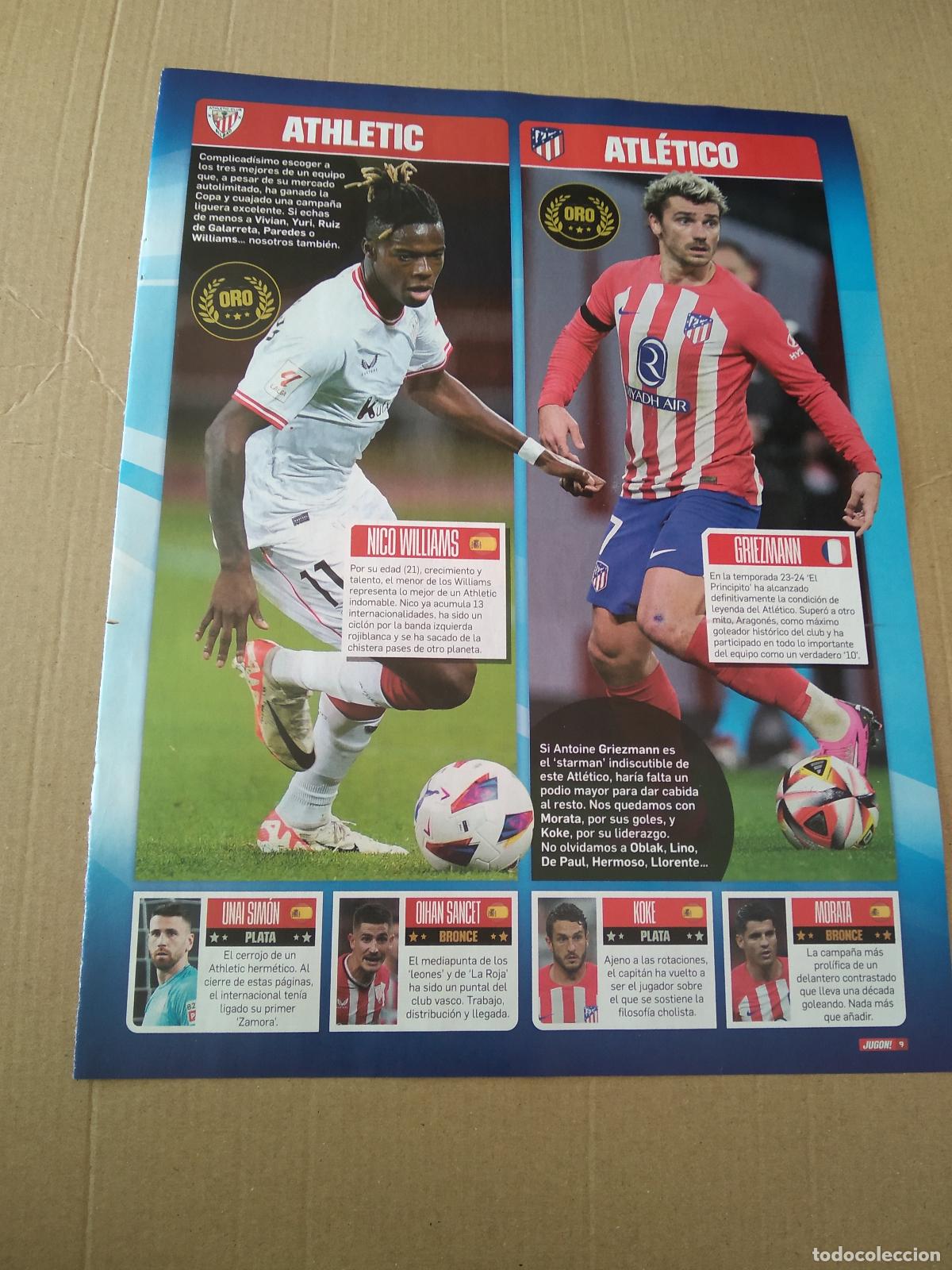 Coleccionismo deportivo: HOJA REVISTA JUGON NICO WILLIAMS ATHLETIC GRIEZMANN ATLETICO LAMINE YAMAL ISCO RUBEN ALCARAZ