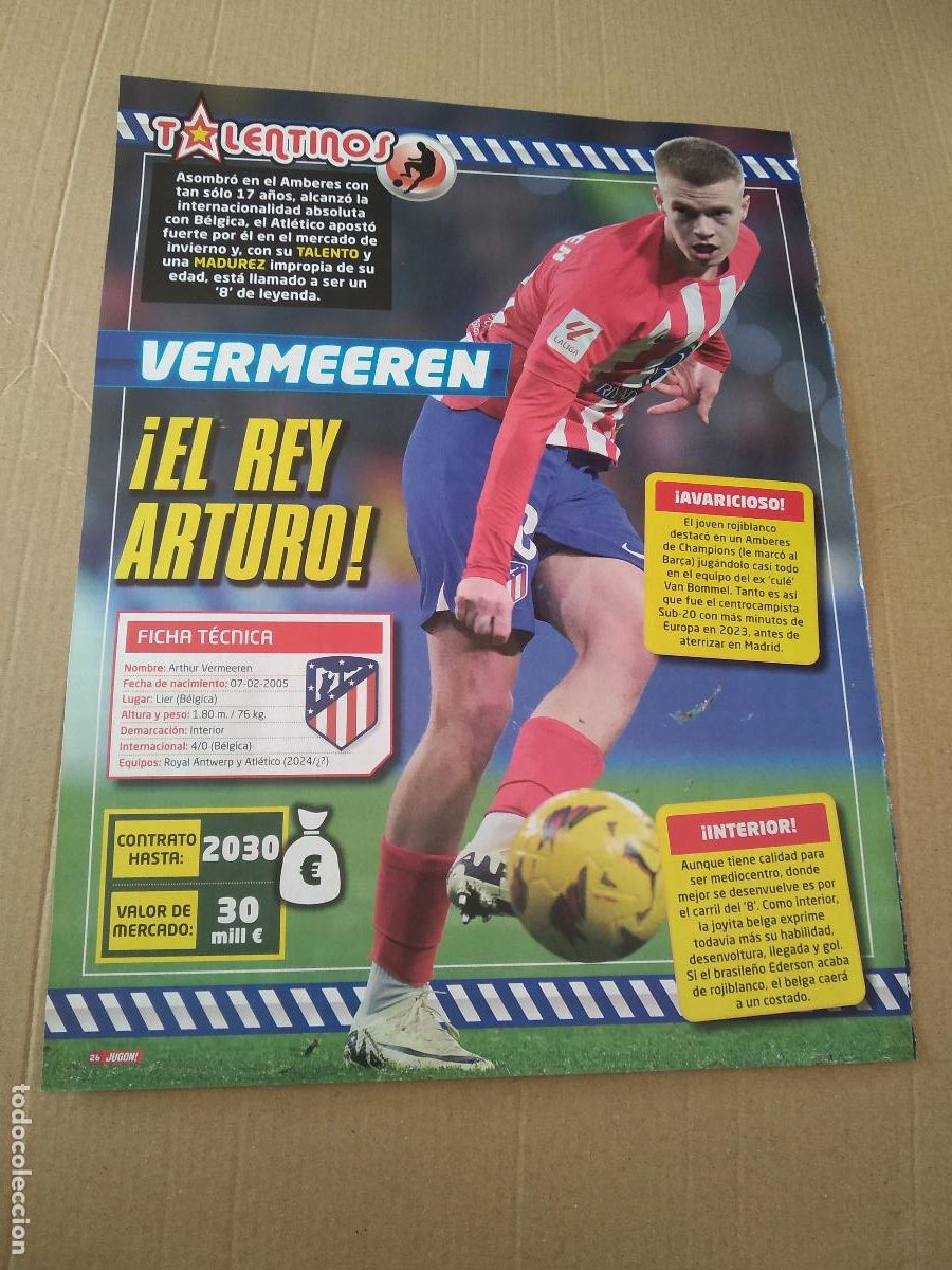 Sammelleidenschaft Sport: HOJA REVISTA JUGON TALENTINOS TIPO POSTER VERMEEREN ATLETICO DE MADRID IAGO ASPAS CELTA VIGO