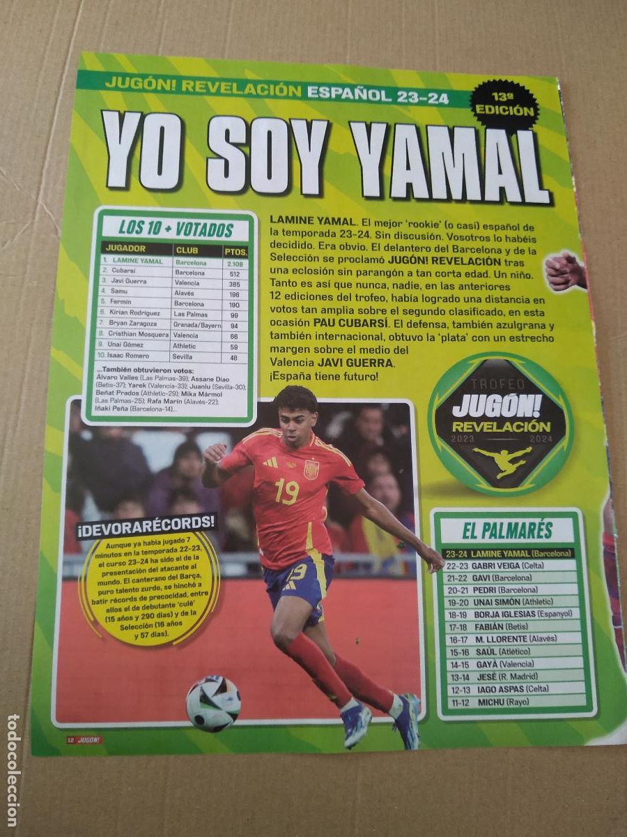 Coleccionismo deportivo: HOJA REVISTA JUGON YO SOY LAMINE YAMAL CARVAJAL VIVIAN LE NORMAND RODRI ISCO MORATA NICO WILLIAMS