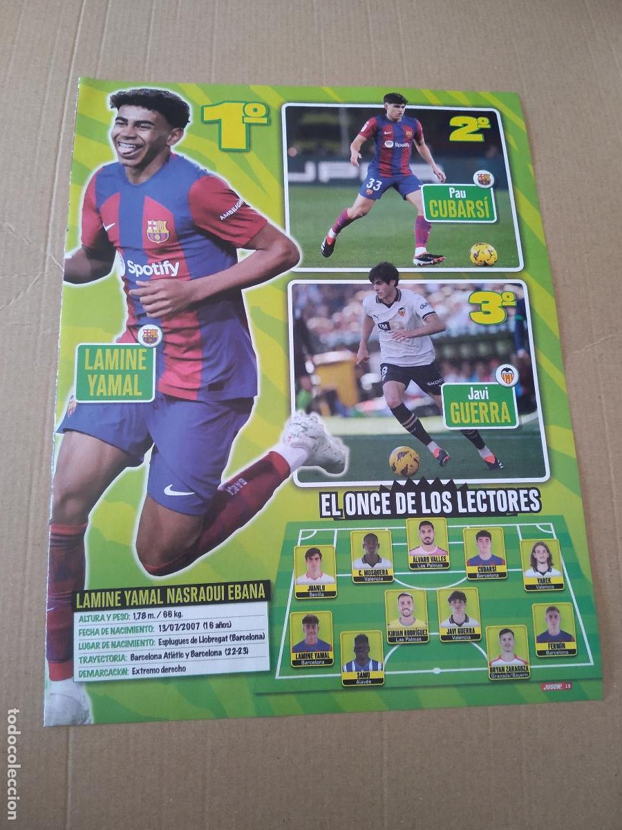 Coleccionismo deportivo: HOJA REVISTA JUGON YO SOY LAMINE YAMAL BARCELONA PAU CUBARSI JAVI GUERRA VALENCIA DANI OLMO ESPA&Ntilde;A