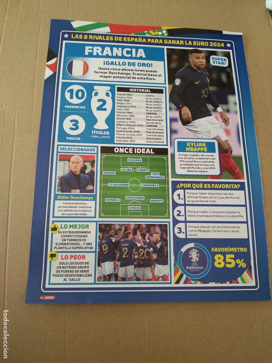 Coleccionismo deportivo: HOJA REVISTA JUGON EQUIPO PLANTILLA MBAPPE FRANCIA MODRIC CROACIA