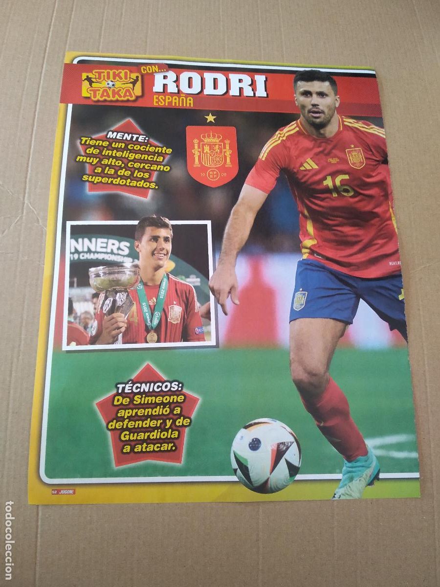 Coleccionismo deportivo: HOJA REVISTA JUGON TIPO REPORTAJE LAMINE YAMAL ESPA&Ntilde;A TIPO POSTER RODRI