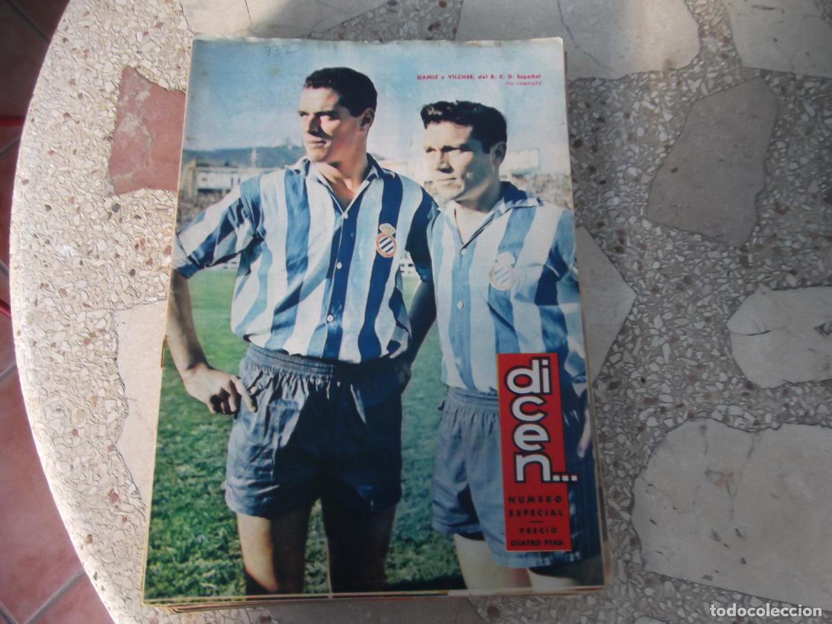Collezionismo sportivo: dicen.... n&ordm; 332, 1959, portada gamiz y vilches del espa&ntilde;ol, jose seguer, biosca, kucharsky,