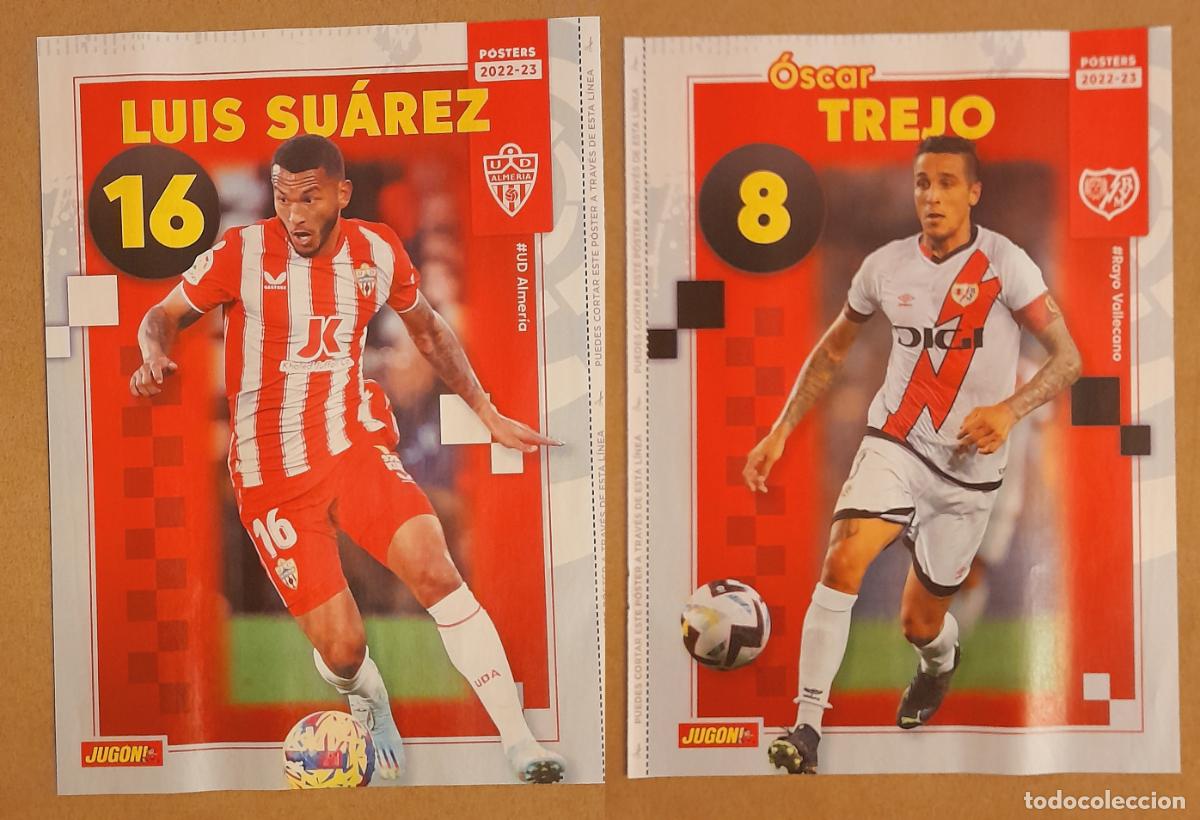 Coleccionismo deportivo: POSTER (HOJA) REVERSIBLE REVISTA JUGON, LUIS SUAREZ, UD ALMERIA / TREJO, RAYO VALLECANO 2022 2023
