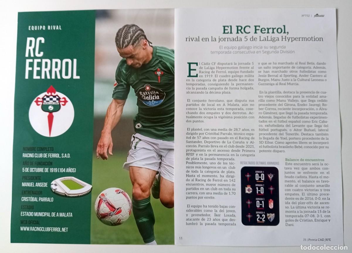 Coleccionismo deportivo: RACING DE FERROL REPORTAJE REVISTA LIGA HYPERMOTION 2024