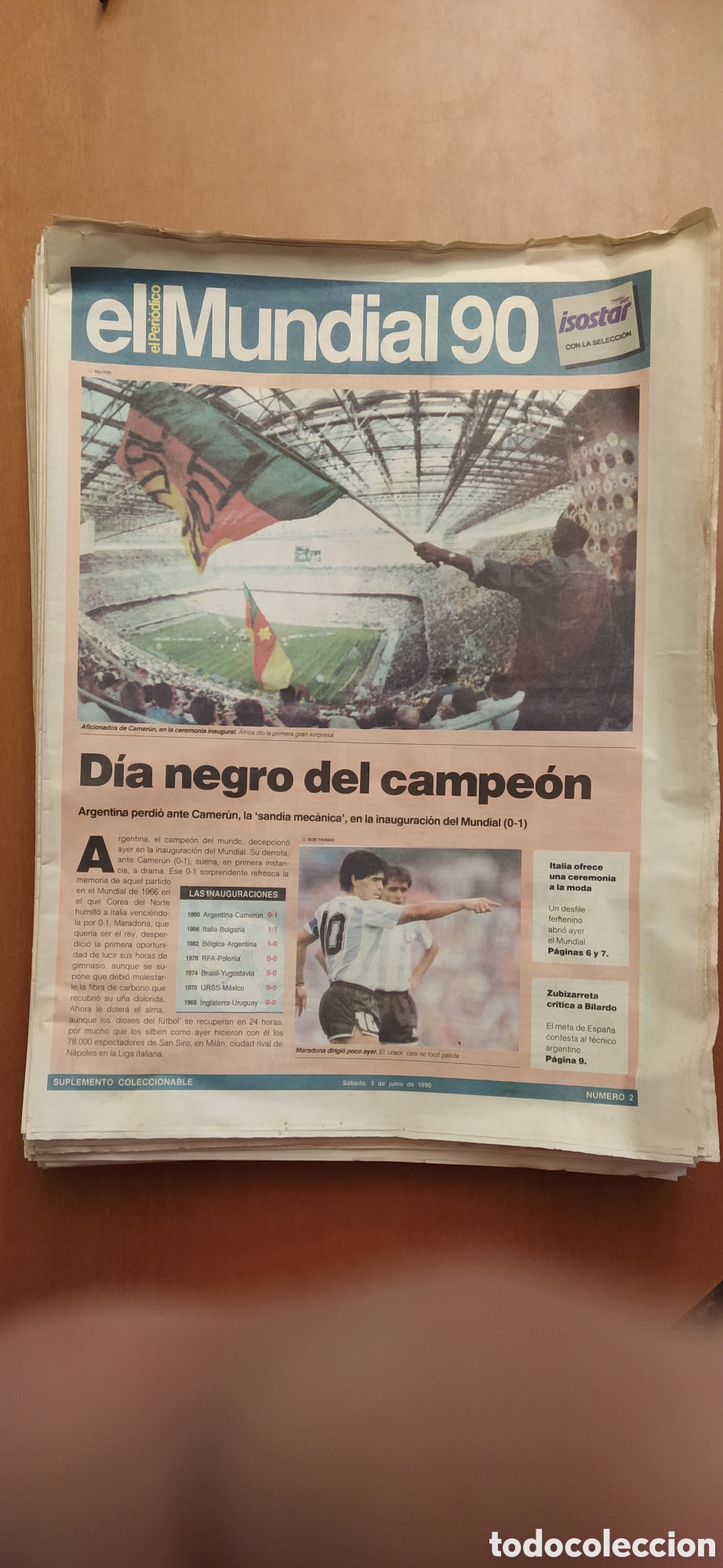 Coleccionismo deportivo: Mundial f&uacute;tbol 1990 el peri&oacute;dico
