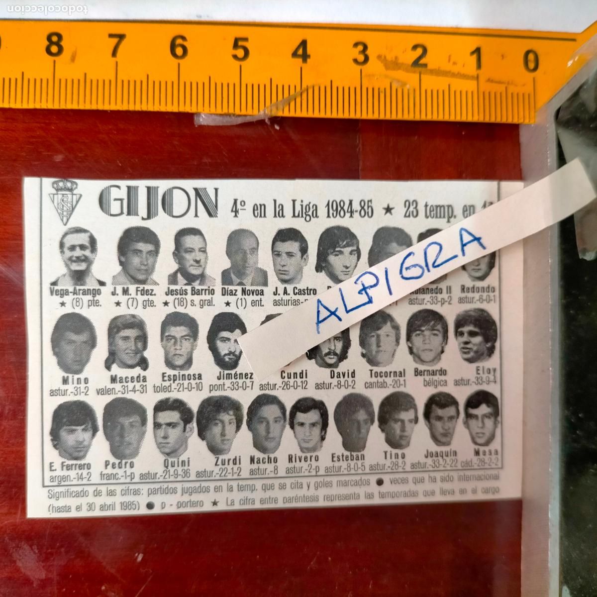 Sammelleidenschaft Sport: CLIPPING ANTIGUO RECORTE DE FUTBOL EQUIPO ALINEACION LIGA PLANTILLA - GIJON