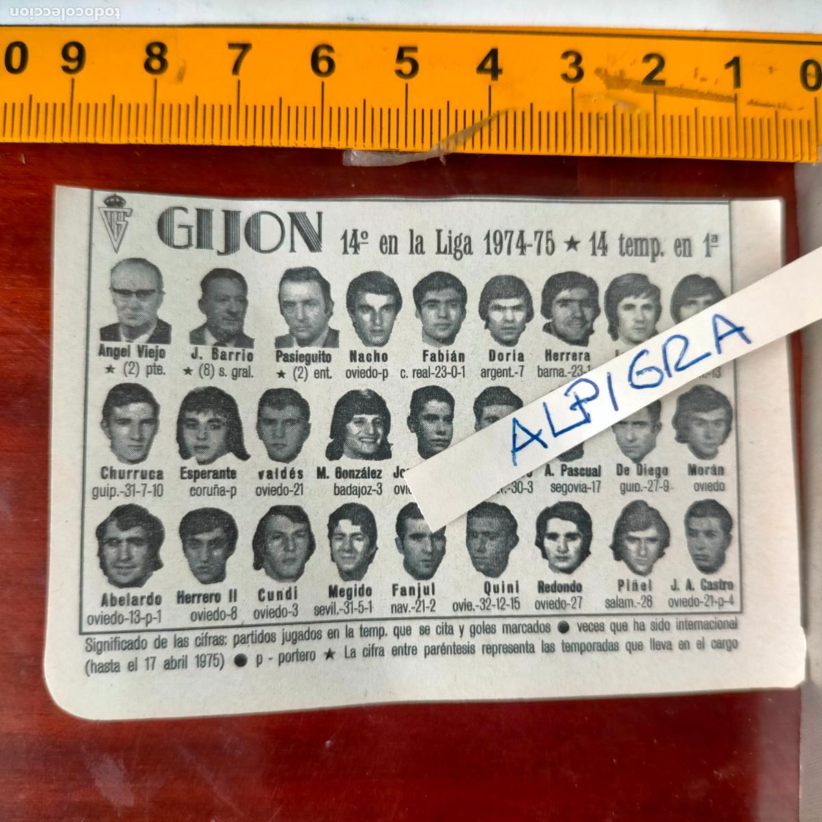 Sammelleidenschaft Sport: CLIPPING ANTIGUO RECORTE DE FUTBOL EQUIPO ALINEACION LIGA PLANTILLA - GIJON