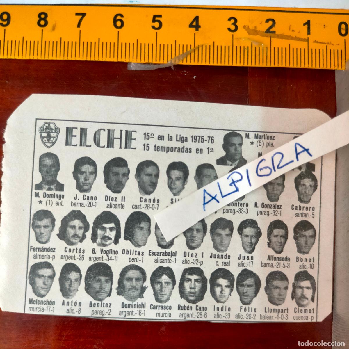 Sammelleidenschaft Sport: CLIPPING ANTIGUO RECORTE DE FUTBOL EQUIPO ALINEACION LIGA PLANTILLA - ELCHE