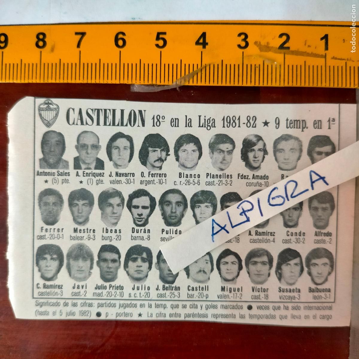 Sammelleidenschaft Sport: CLIPPING ANTIGUO RECORTE DE FUTBOL EQUIPO ALINEACION LIGA PLANTILLA - CASTELLON