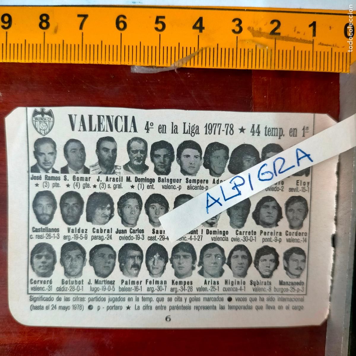 Sammelleidenschaft Sport: CLIPPING ANTIGUO RECORTE DE FUTBOL EQUIPO ALINEACION LIGA PLANTILLA - VALENCIA
