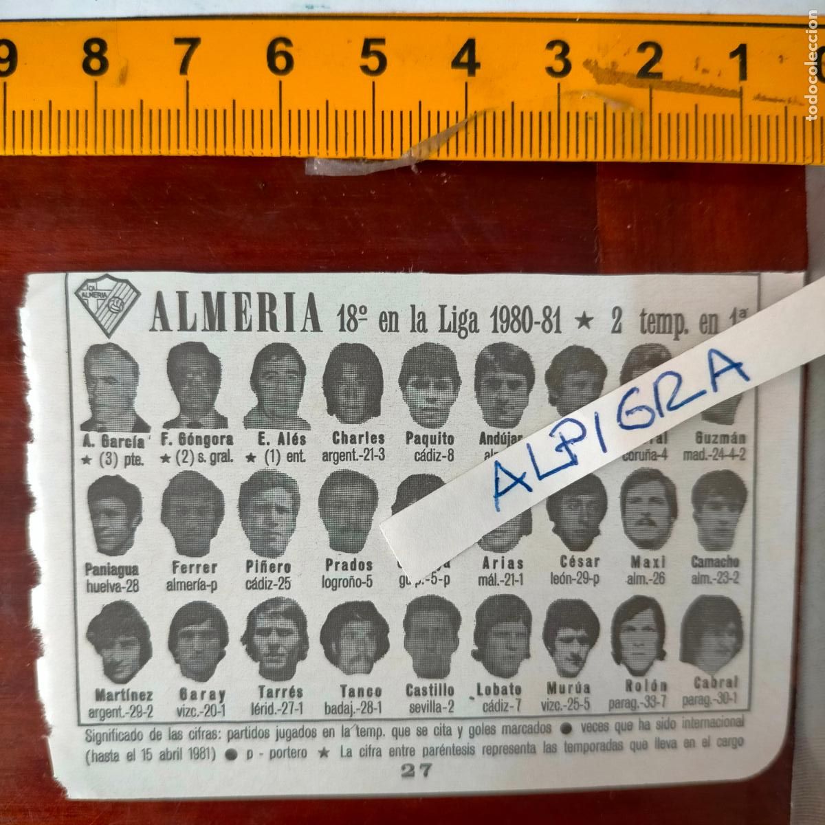 Sammelleidenschaft Sport: CLIPPING ANTIGUO RECORTE DE FUTBOL EQUIPO ALINEACION LIGA PLANTILLA - ALMERIA