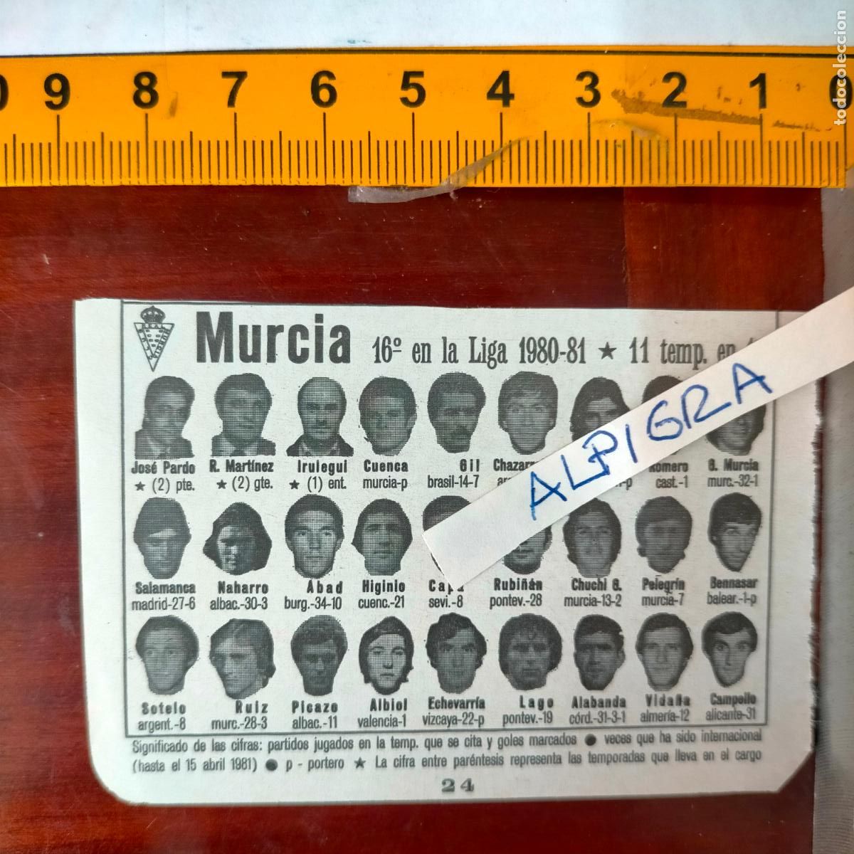 Sammelleidenschaft Sport: CLIPPING ANTIGUO RECORTE DE FUTBOL EQUIPO ALINEACION LIGA PLANTILLA - MURCIA