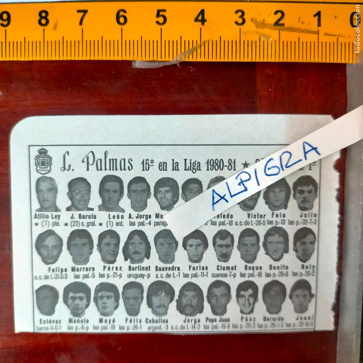 Sammelleidenschaft Sport: CLIPPING ANTIGUO RECORTE DE FUTBOL EQUIPO ALINEACION LIGA PLANTILLA - LAS PALMAS