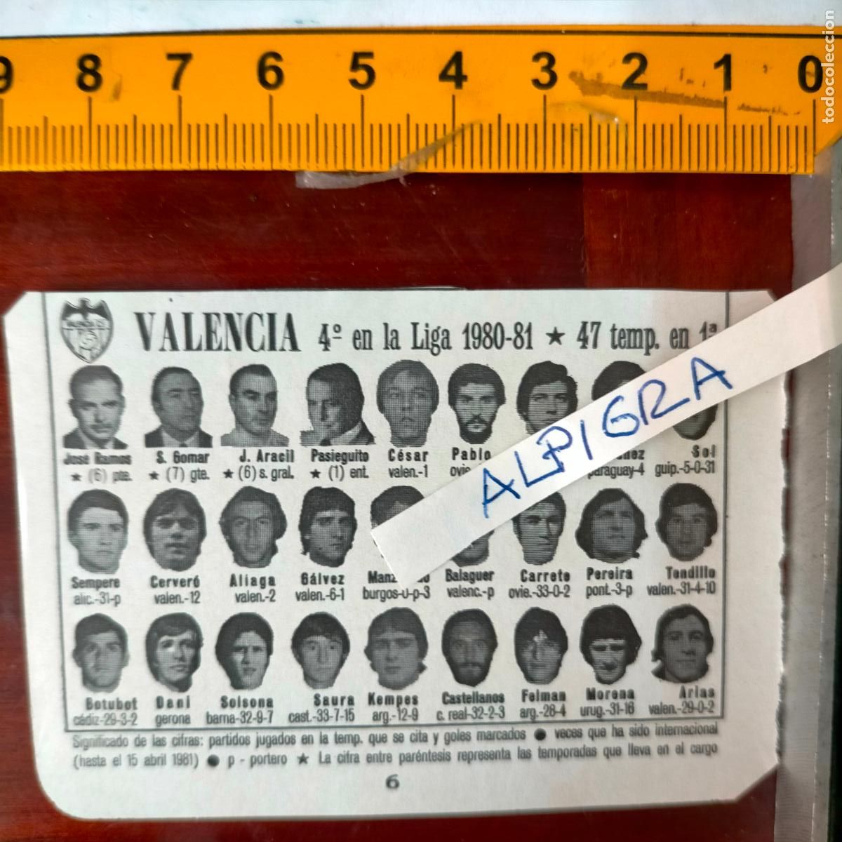 Sammelleidenschaft Sport: CLIPPING ANTIGUO RECORTE DE FUTBOL EQUIPO ALINEACION LIGA PLANTILLA - VALENCIA
