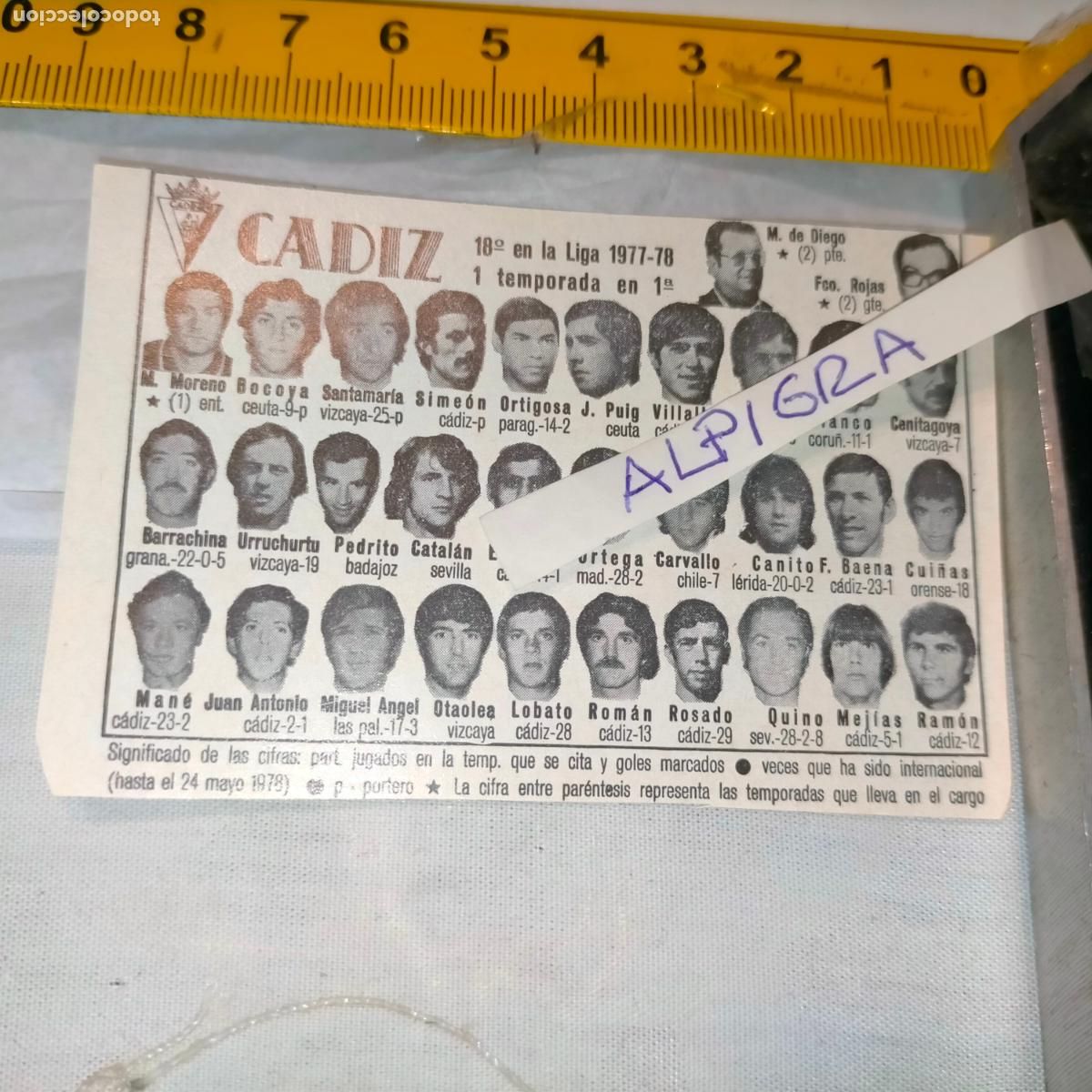 Sammelleidenschaft Sport: CLIPPING ANTIGUO RECORTE DE FUTBOL EQUIPO ALINEACION LIGA PLANTILLA JUGADORES - CADIZ