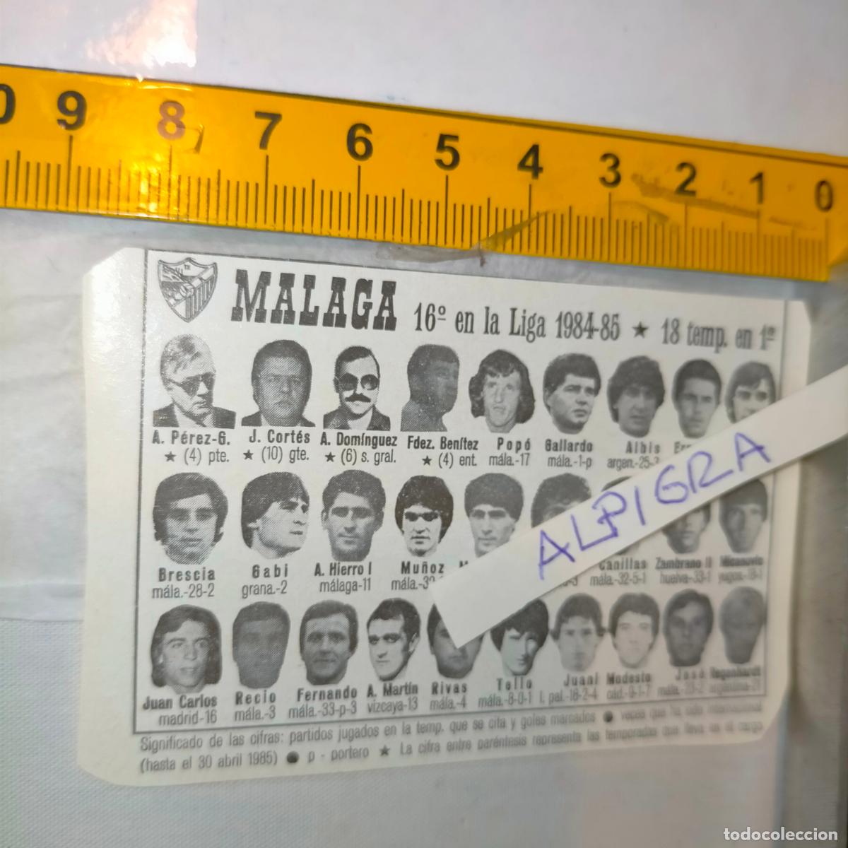 Sammelleidenschaft Sport: CLIPPING ANTIGUO RECORTE DE FUTBOL EQUIPO ALINEACION LIGA PLANTILLA JUGADORES - MALAGA
