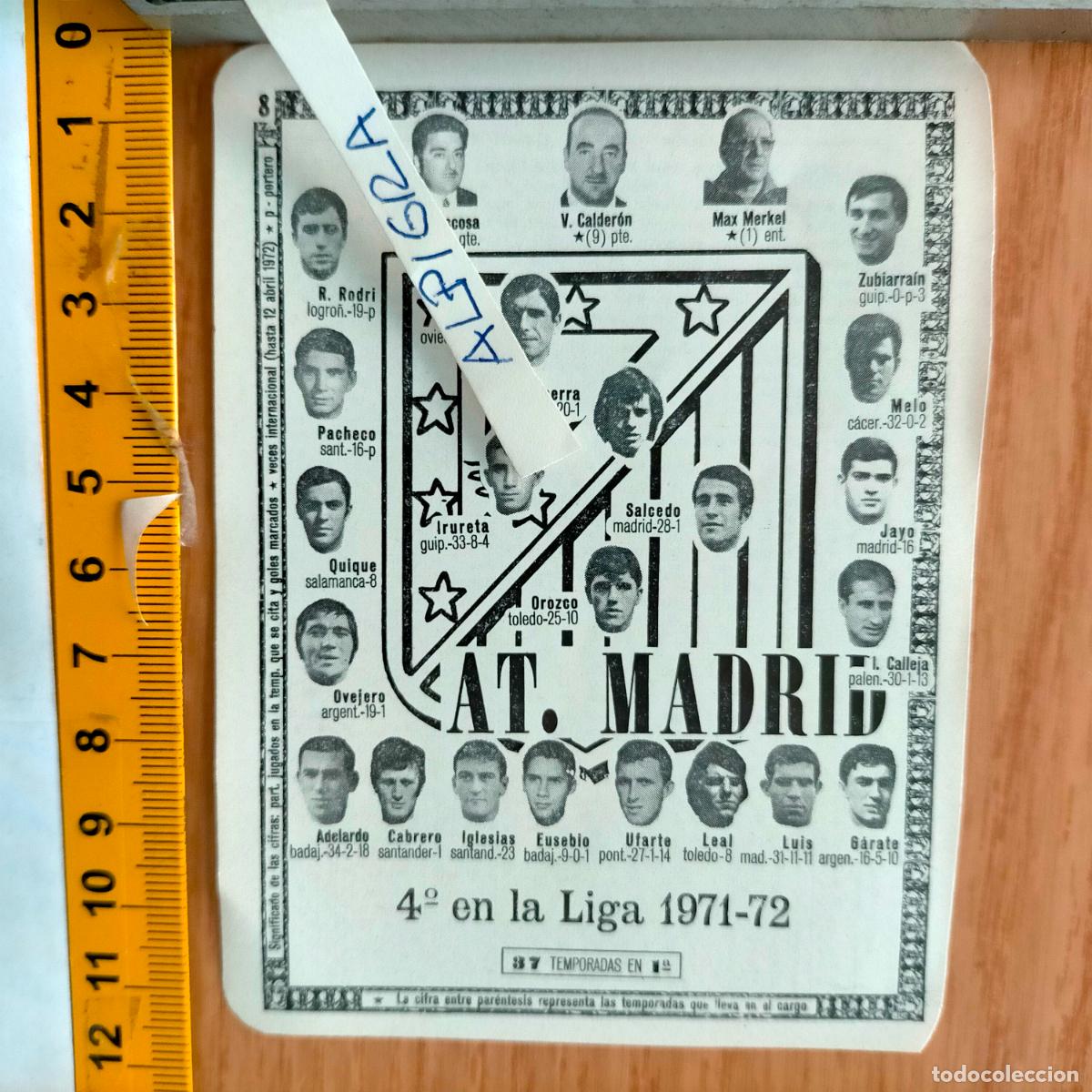 Sammelleidenschaft Sport: CLIPPING ANTIGUO RECORTE DE FUTBOL - ALINEACION EQUIPO ATLETICO DE MADRID 1971 1972