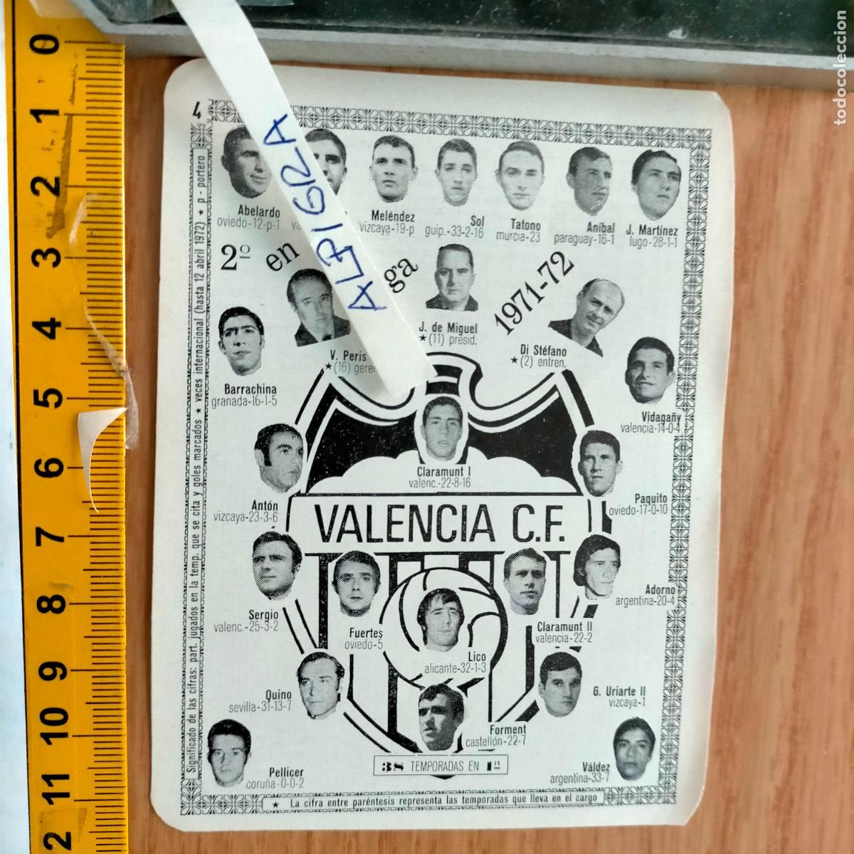 Sammelleidenschaft Sport: CLIPPING ANTIGUO RECORTE DE FUTBOL - ALINEACION EQUIPO VALENCIA 1971 1972