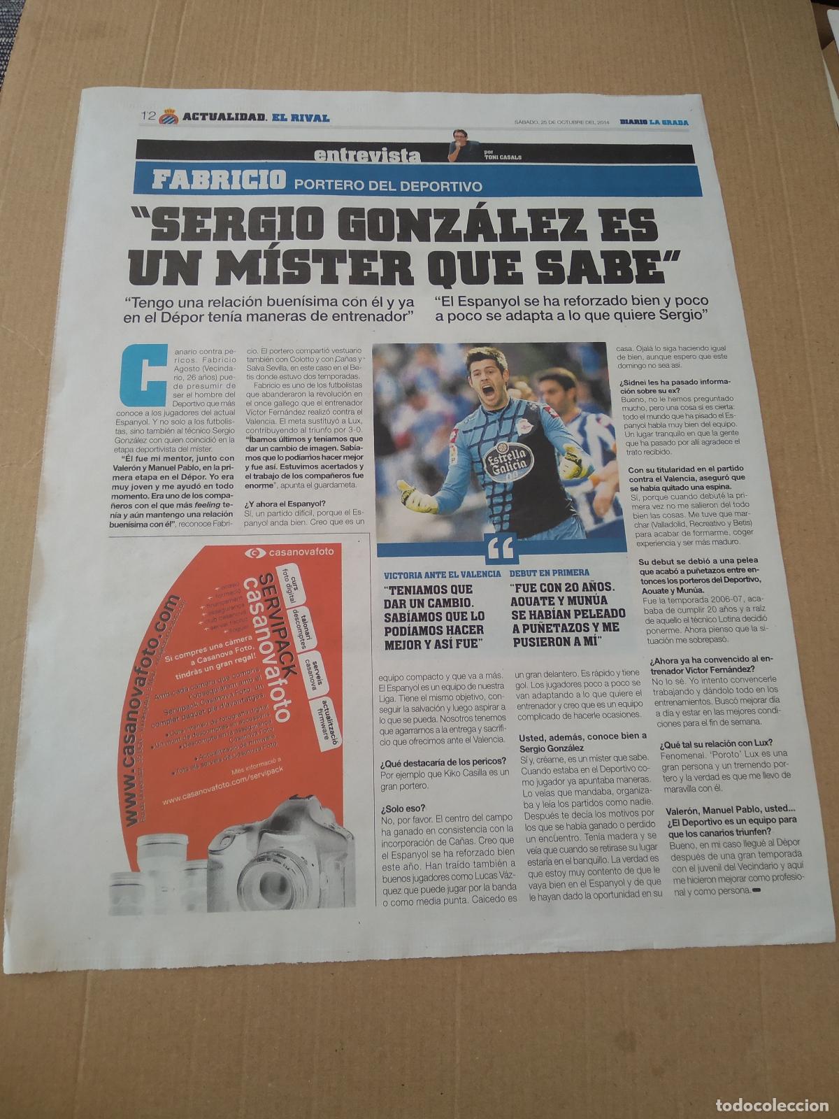 Coleccionismo deportivo: HOJA PERIODICO DIARIO LA GRADA ENTREVISTA FABRICIO DEPORTIVO CORU&Ntilde;A PUBLICIDAD BMW