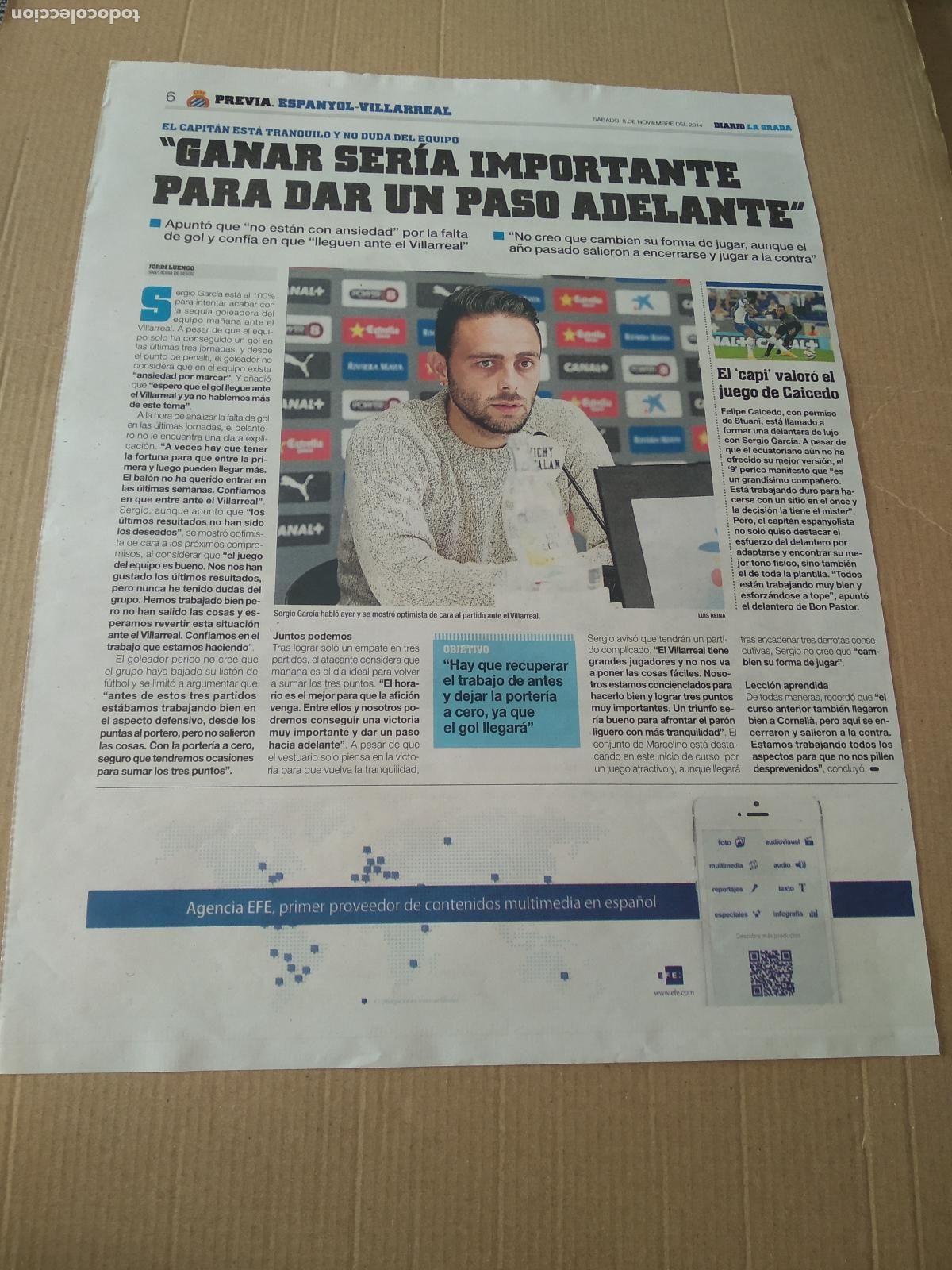 Coleccionismo deportivo: HOJA PERIODICO DIARIO LA GRADA SERGIO GARCIA ESPANYOL PUBLICIDAD BMW