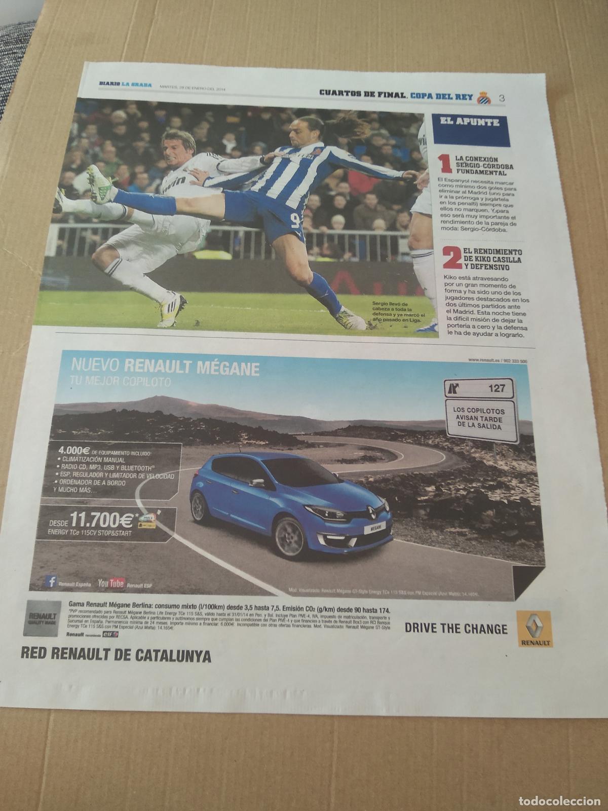 Coleccionismo deportivo: HOJA PERIODICO DIARIO LA GRADA SERGIO GARCIA ESPANYOL COENTRAO REAL MADRID CRISTIANO RONALDO