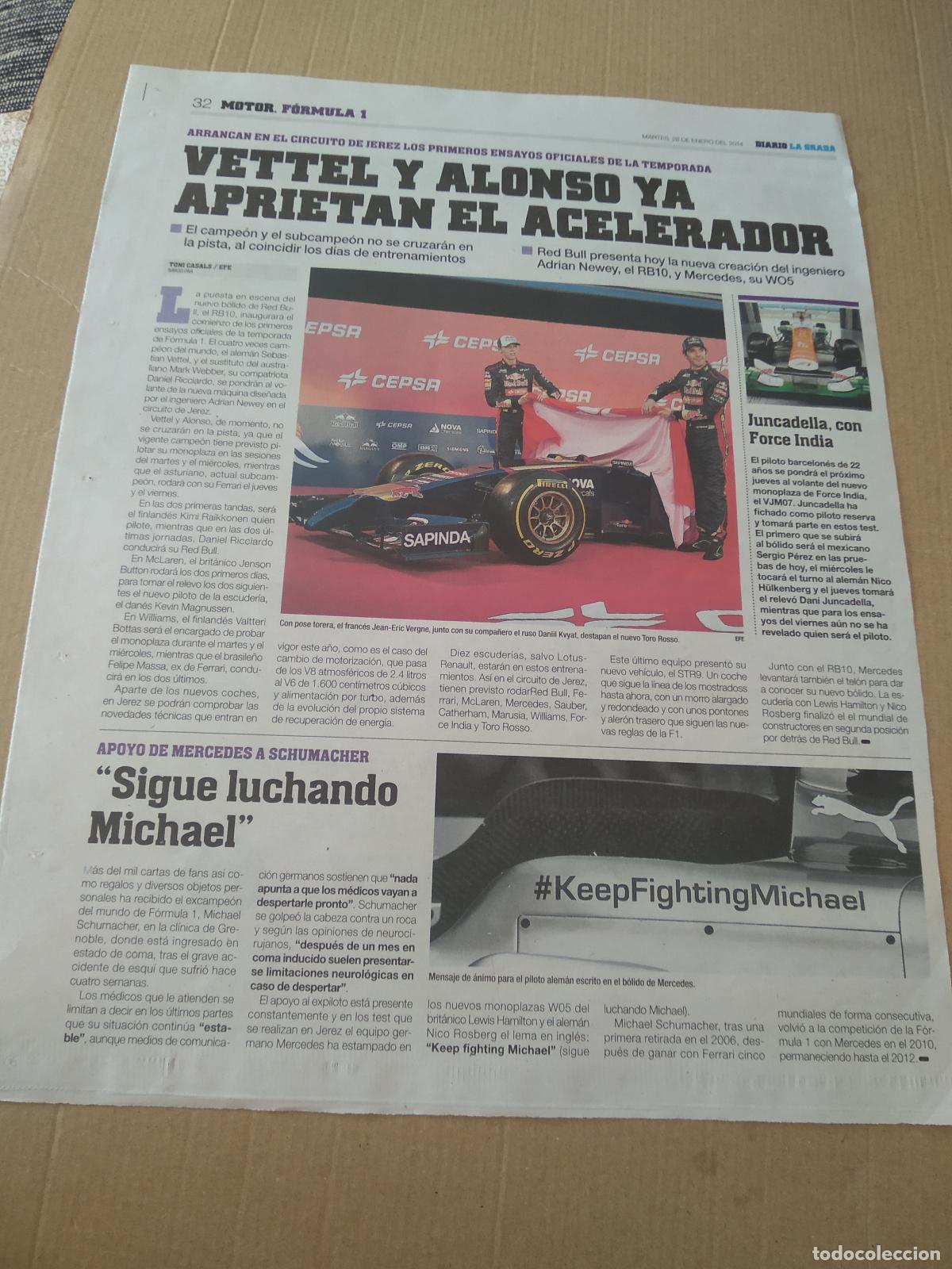 Coleccionismo deportivo: HOJA PERIODICO DIARIO LA GRADA JEAN-ERIC VERGNE DANIIL KVYAT LAIA SANZ PUBLICIDAD BMW
