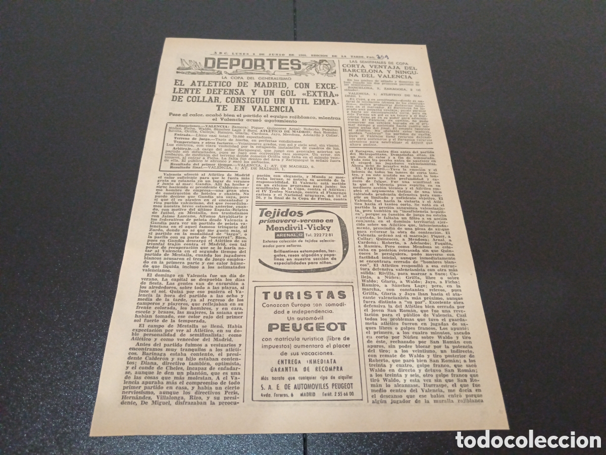 Coleccionismo deportivo: ABC LUNES 8 DE JUNIO 1964