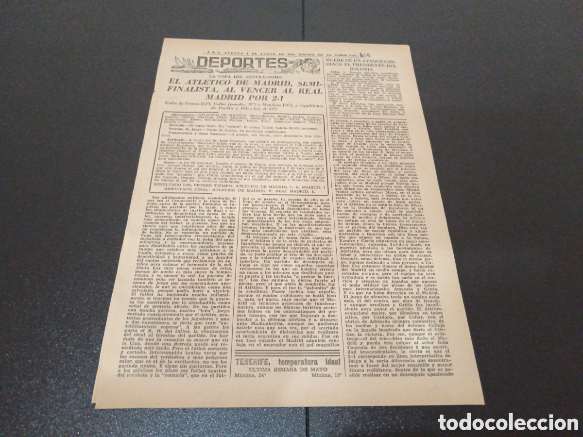 Coleccionismo deportivo: ABC JUEVES 4 DE JUNIO 1964
