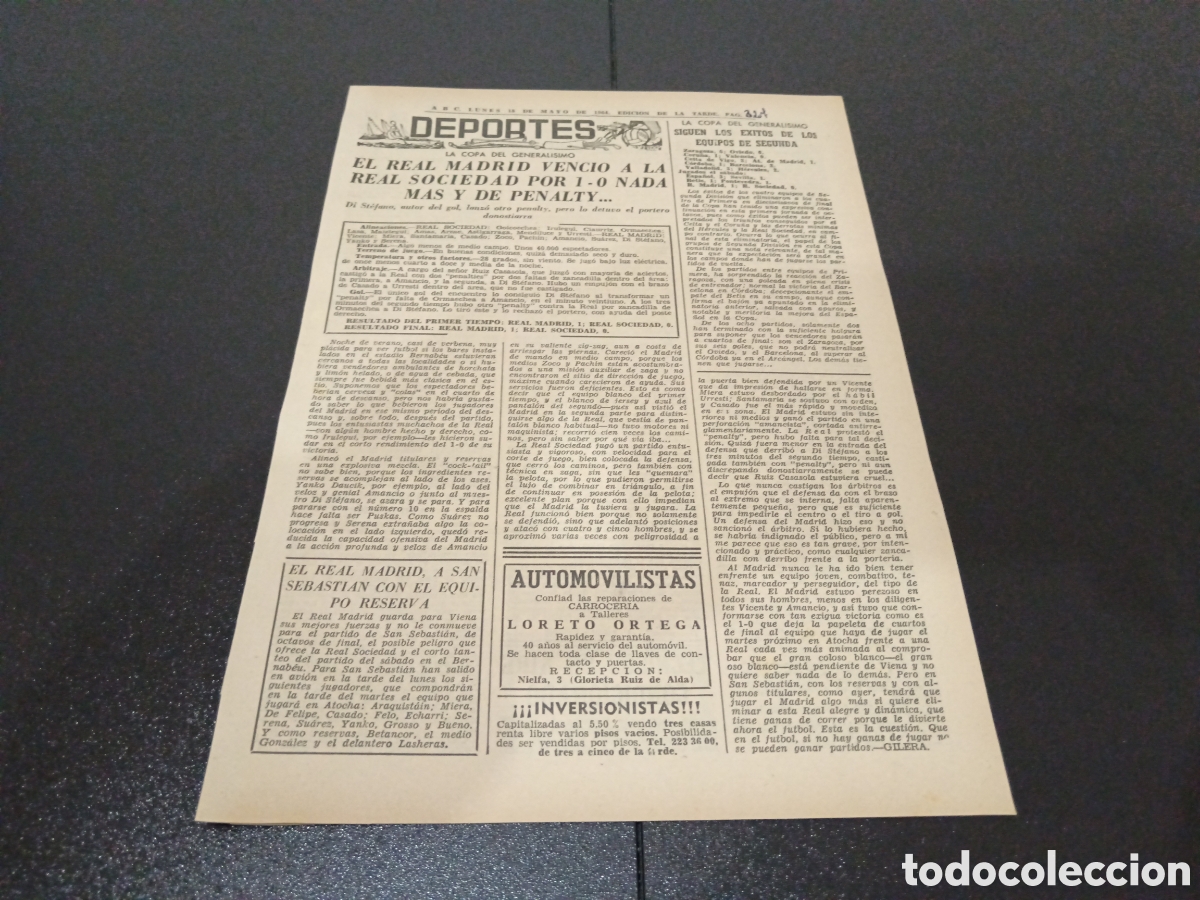 Coleccionismo deportivo: ABC LUNES 18 DE MAYO 1964