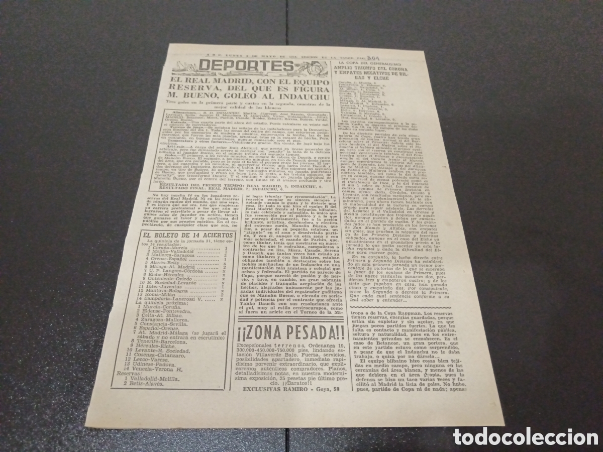 Coleccionismo deportivo: ABC LUNES 4 DE MAYO 1964