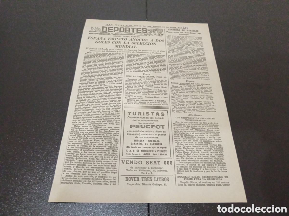 Coleccionismo deportivo: ABC JUEVES 30 DE ABRIL 1964