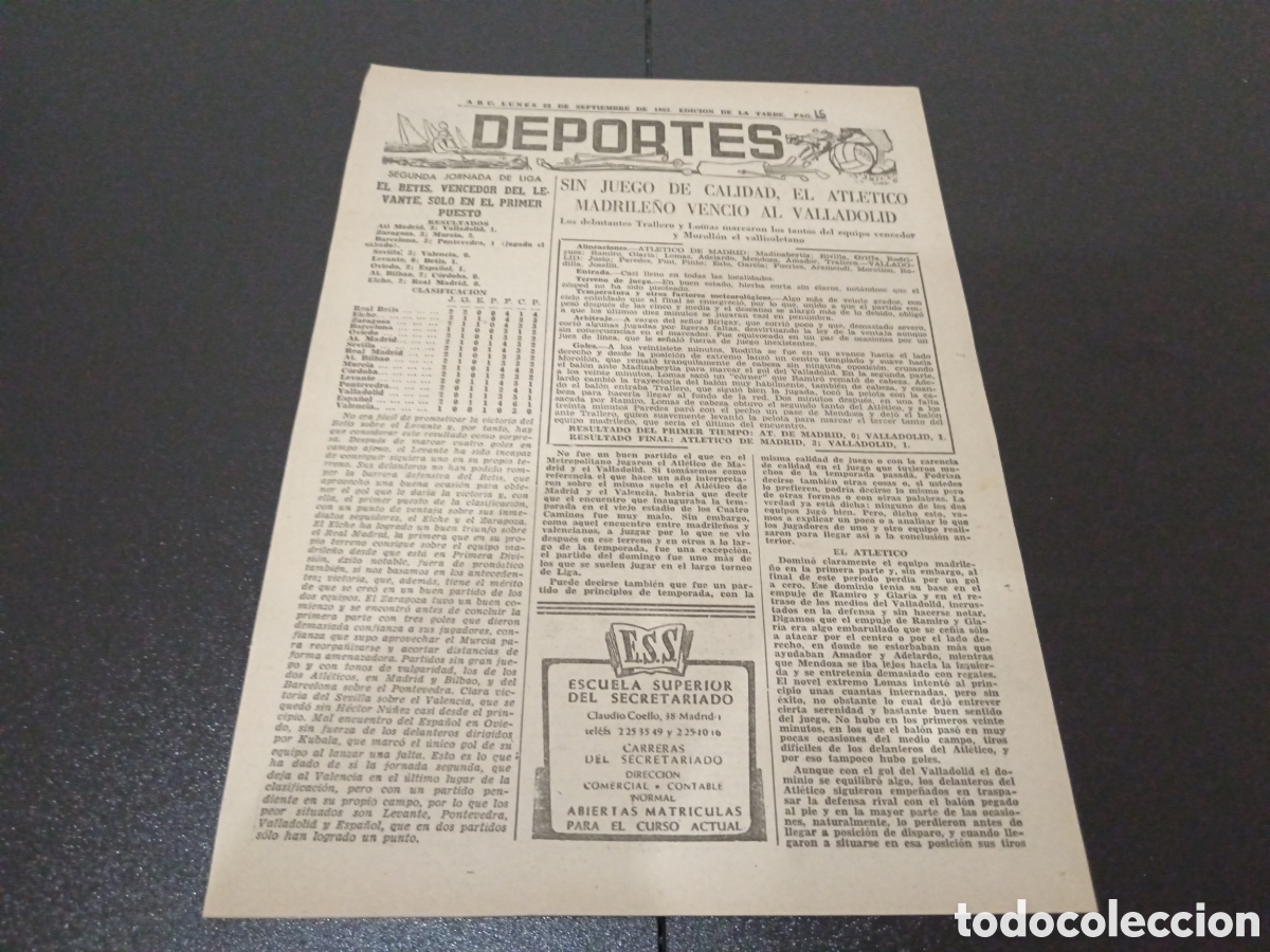 Coleccionismo deportivo: ABC LUNES 23 DE SEPTIEMBRE 1963