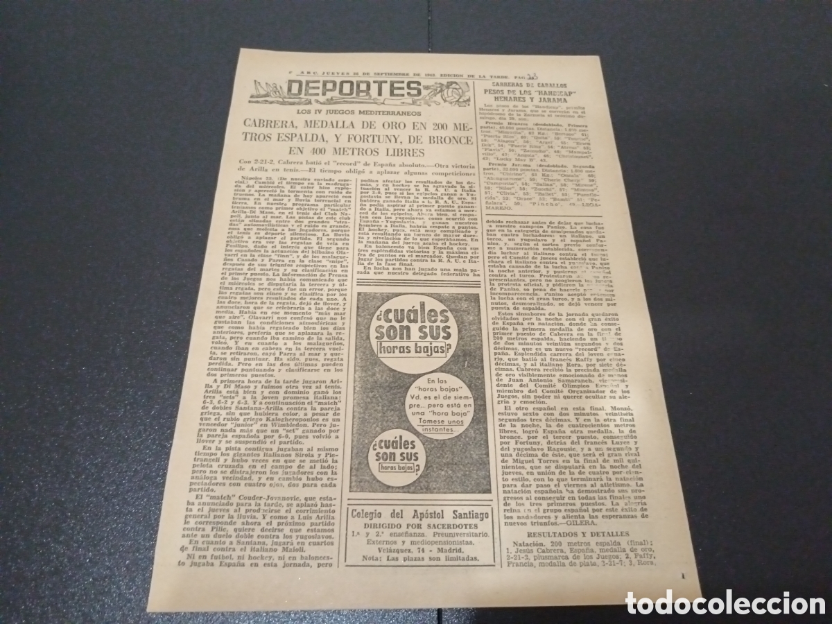 Coleccionismo deportivo: ABC JUEVES 26 DE SEPTIEMBRE 1963