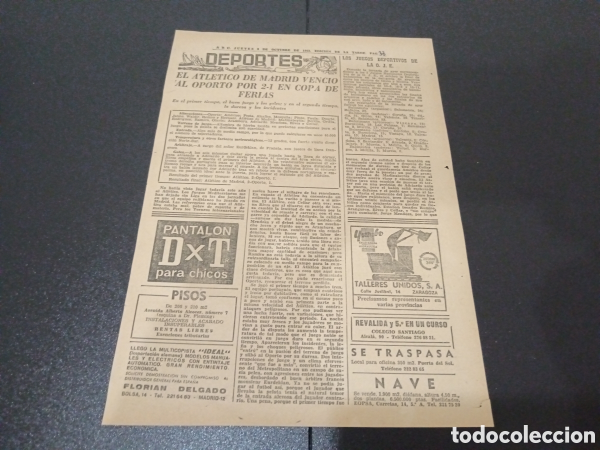 Coleccionismo deportivo: ABC JUEVES 3 DE OCTUBRE 1963