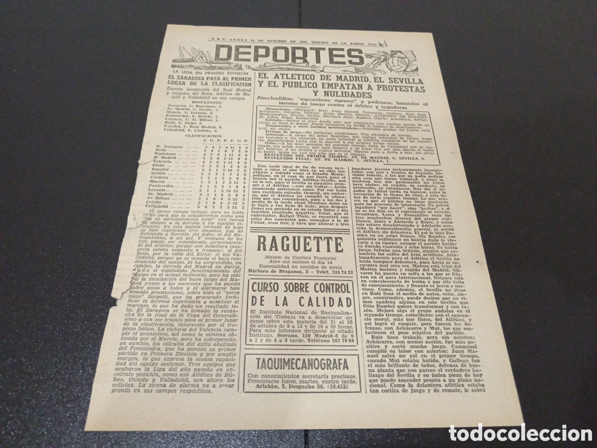 Coleccionismo deportivo: ABC LUNES 14 DE OCTUBRE 1963