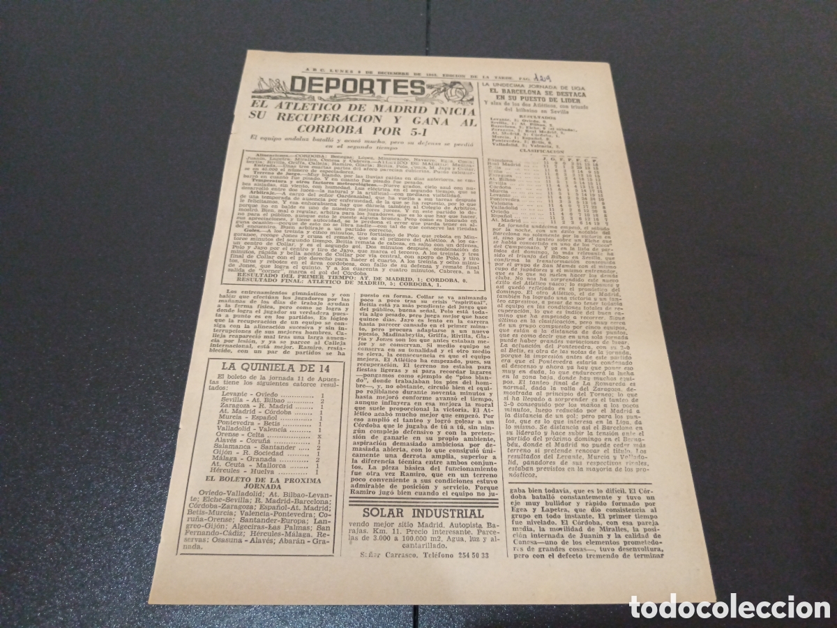 Coleccionismo deportivo: ABC LUNES 9 DE DICIEMBRE 1963