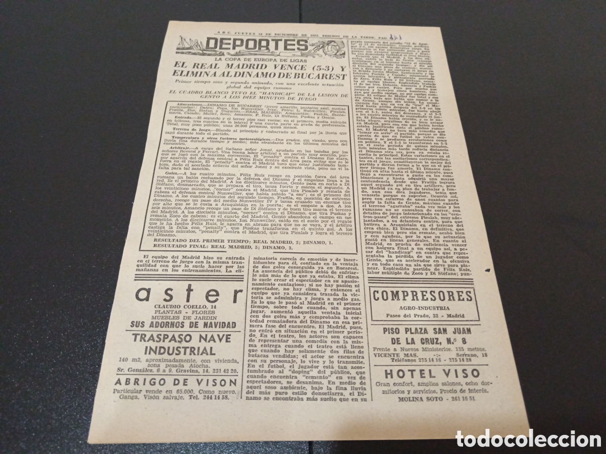 Coleccionismo deportivo: ABC JUEVES 19 DE DICIEMBRE 1963