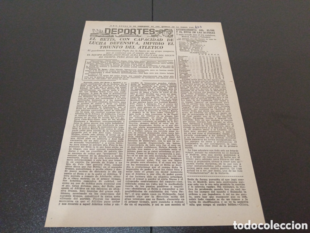 Coleccionismo deportivo: ABC LUNES 23 DE DICIEMBRE 1963